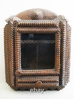 Vintage Tramp Art Wall Cabinet Display Case Rustic Cabin Décor Storage