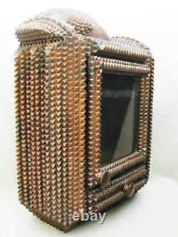 Vintage Tramp Art Wall Cabinet Display Case Rustic Cabin Décor Storage