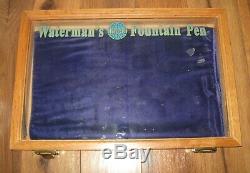 Vintage Waterman's Ideal Fountain Pen Display Case Store Sign Counter Top Wood