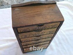 Vintage Wooden Ace Combs Store Display Case With 7 Inserts & 7 Drawers