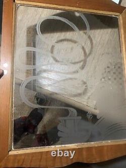 Vintage Wooden Pipe Display Storage Cabinet Case Etched Glass Sherlock Holmes