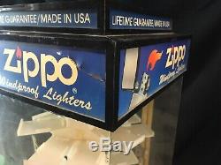 Vintage Zippo Lighter COUNTER TOP STORE DISPLAY CASE Lighted & Rotating
