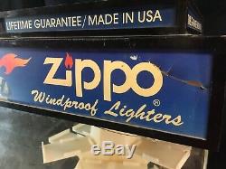 Vintage Zippo Lighter COUNTER TOP STORE DISPLAY CASE Lighted & Rotating