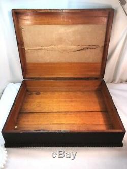 Vtg Antique Victorian Wood Spool Sewing Store Display Case Box Handles Carved