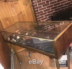 Vtg General Store Counter DISPLAY CABINET Show Case OAK VITRINE Glass 36long