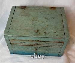 Vtg General Store Display Case Countertop Wood Drawer Beauty & Nail Tools