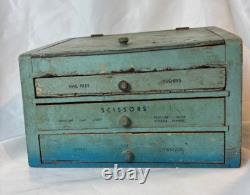 Vtg General Store Display Case Countertop Wood Drawer Beauty & Nail Tools