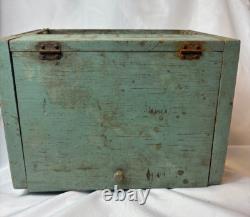 Vtg General Store Display Case Countertop Wood Drawer Beauty & Nail Tools