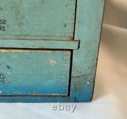 Vtg General Store Display Case Countertop Wood Drawer Beauty & Nail Tools