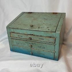 Vtg General Store Display Case Countertop Wood Drawer Beauty & Nail Tools