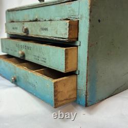 Vtg General Store Display Case Countertop Wood Drawer Beauty & Nail Tools