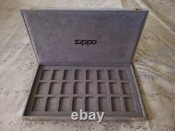 Vtg Rare Grey Velvet Zippo Storage Collection Display Box Case For 24 Lighters