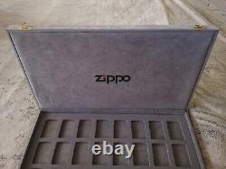 Vtg Rare Grey Velvet Zippo Storage Collection Display Box Case For 24 Lighters