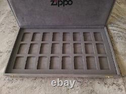 Vtg Rare Grey Velvet Zippo Storage Collection Display Box Case For 24 Lighters