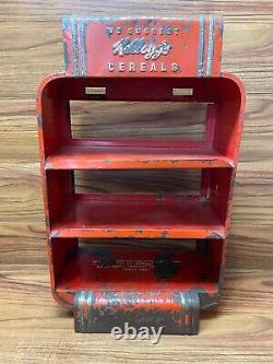 Vtg Red Metal Original Kellogg's Cereals Store Display Retro Case Countertop