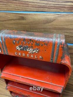 Vtg Red Metal Original Kellogg's Cereals Store Display Retro Case Countertop