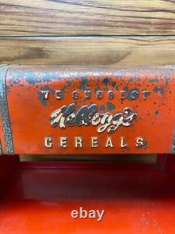 Vtg Red Metal Original Kellogg's Cereals Store Display Retro Case Countertop