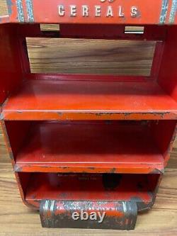 Vtg Red Metal Original Kellogg's Cereals Store Display Retro Case Countertop