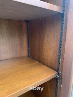 Vtg Walnut Mid Century Modern Display Case Footed Storage Cabinet Bookcase Glass
