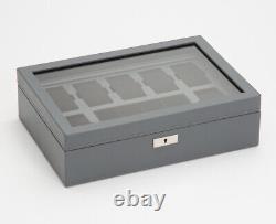 WOLF Howard 8 Watch Box Storage Display Case Grey 465265