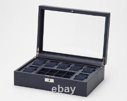 WOLF Howard 8 Watch Box Storage Display Case Navy 465217