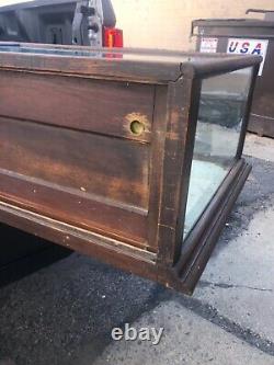 WOW vintage Oak table top country store display cabinet 72/24/13.5 inside 12 h