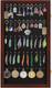Wall Mount Display Case Wood Frame 24x14 Inch Mahogany Finish Keychain Holder