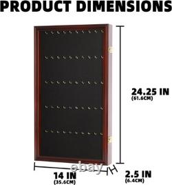 Wall Mount Display Case Wood Frame 24x14 Inch Mahogany Finish Keychain Holder