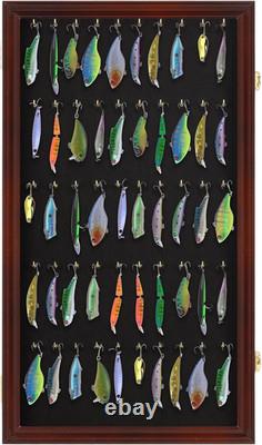 Wall Mount Display Case Wood Frame 24x14 Inch Mahogany Finish Keychain Holder