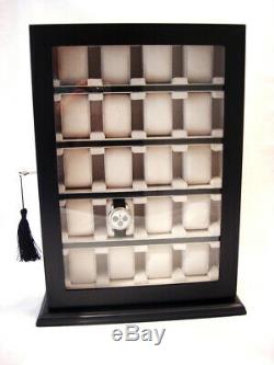 Wall Mounted Watch Storage Cabinet Chest Box Display Wooden Case Matt Black