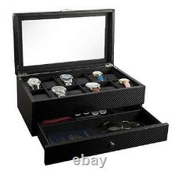 Watch Box- Display Case & Organizer For Men First-Class Jewelry Watch Holder