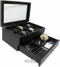 Watch Box- Display Case & Organizer For Men for Sunglasses Rings Phone 12 Slots