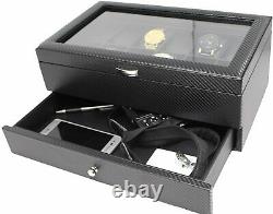 Watch Box- Display Case & Organizer For Men for Sunglasses Rings Phone 12 Slots