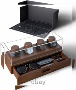 Watch Box Organizer For Men Modern Display Case and Mens Walnut