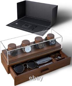 Watch Box Organizer For Men Modern Display Case and Mens Walnut