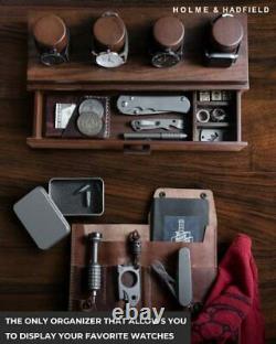 Watch Box Organizer For Men Modern Watch Display Case and Mens Jewelry Walnut