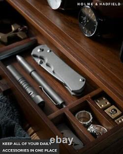 Watch Box Organizer For Men Modern Watch Display Case and Mens Jewelry Walnut