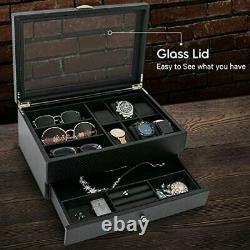 Watch Box Sunglasses Box Display Case Organizer For Men Jewelry Watch Holder