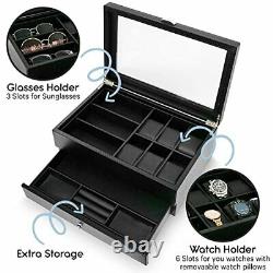 Watch Box Sunglasses Box Display Case Organizer For Men Jewelry Watch Holder