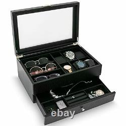 Watch Box Sunglasses Box Display Case Organizer For Men Jewelry Watch Holder