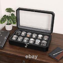 Watch Box for Men 12 Slot Luxury Watch Case Display Organizer, Microsuede