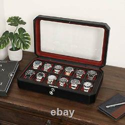 Watch Box for Men 12 Slot Luxury Watch Case Display Organizer, Microsuede