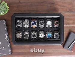 Watch Box for Men 12 Slot Luxury Watch Case Display Organizer, Microsuede