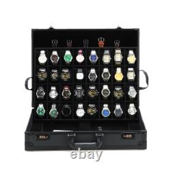 Watch Case for 40+ Watches Collectors Display Storage Briefcase Aluminum Box