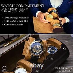 Watch Case for Men Watch Roll Travel Case Storage Organizer and Display