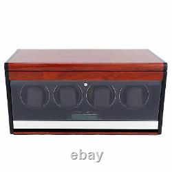 Watch Display Box Wood Oil 4 Watches Full View Mute Watch Winder Storage Case