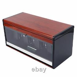 Watch Display Box Wood Oil 4 Watches Full View Mute Watch Winder Storage Case