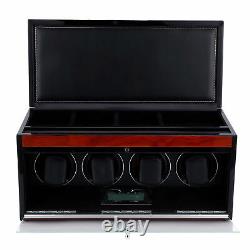 Watch Display Box Wood Oil 4 Watches Full View Mute Watch Winder Storage Case