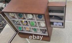 Watch Display Case 12 Slot Vertical Walnut Wood & Velvet Organizer Storage Box
