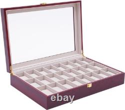 Watch Display Case, 32-Slot Watch Box Wooden Jewelry Storage Organizer Box